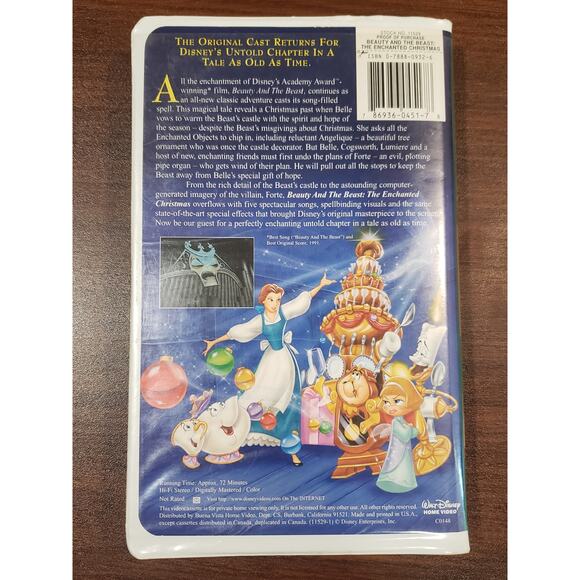 Disney's Beauty & The Beast Enchanted Christmas & Belles Magical World VHS Movie - Picture 2 of 5